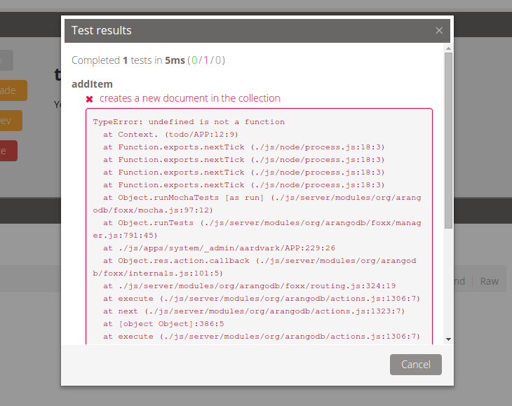 The test results are shown in a popup.